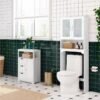 White Wooden Over-The-Toilet Storage Cabinet with Adjustable Shelf