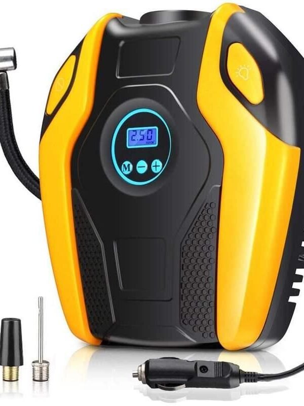Compact Digital Car Tire Inflator with Auto Shut-Off & LED Light