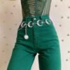 Elegant Gothic Moon Silver Pendant High Waist Metal Chain Belt for Women