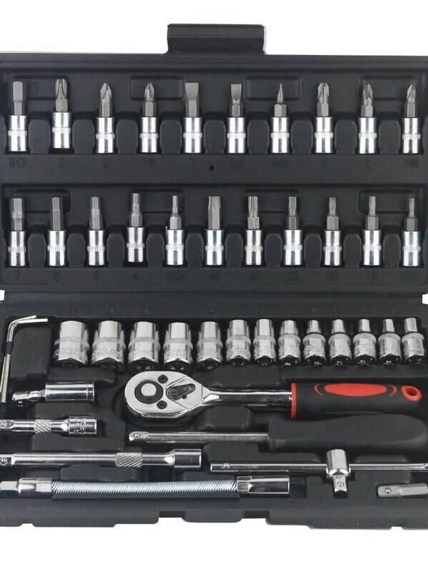 Complete 46-Piece 1/4" Socket Set with Ratchet & Wrench Combo – Professional Auto Mechanic Tool Kit