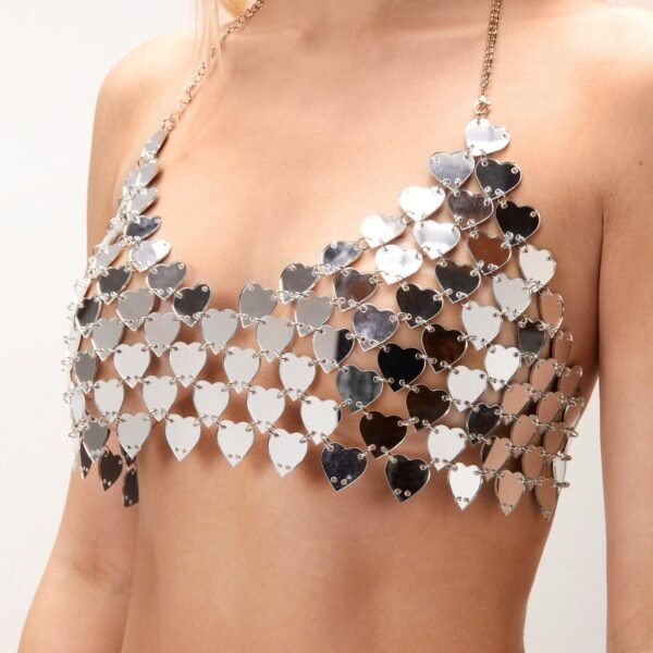 Heart Sequin Backless Halter Tank Top
