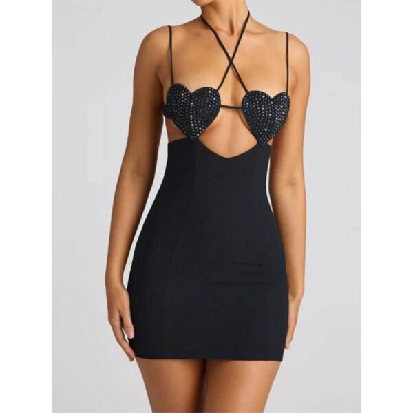 Sequin Heart Sling Backless Mini Dress