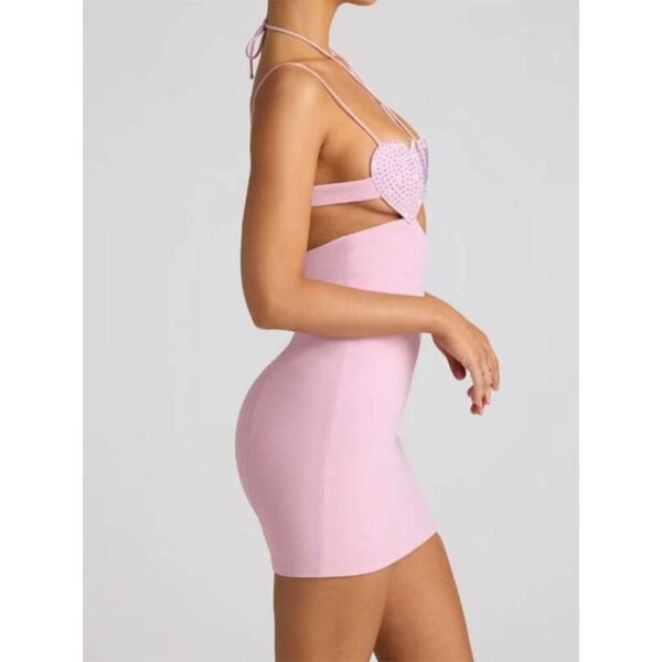 Sequin Heart Sling Backless Mini Dress