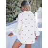 Cotton Embroidered Heart Long Sleeve Blouse