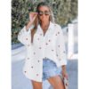 Cotton Embroidered Heart Long Sleeve Blouse