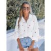 Cotton Embroidered Heart Long Sleeve Blouse