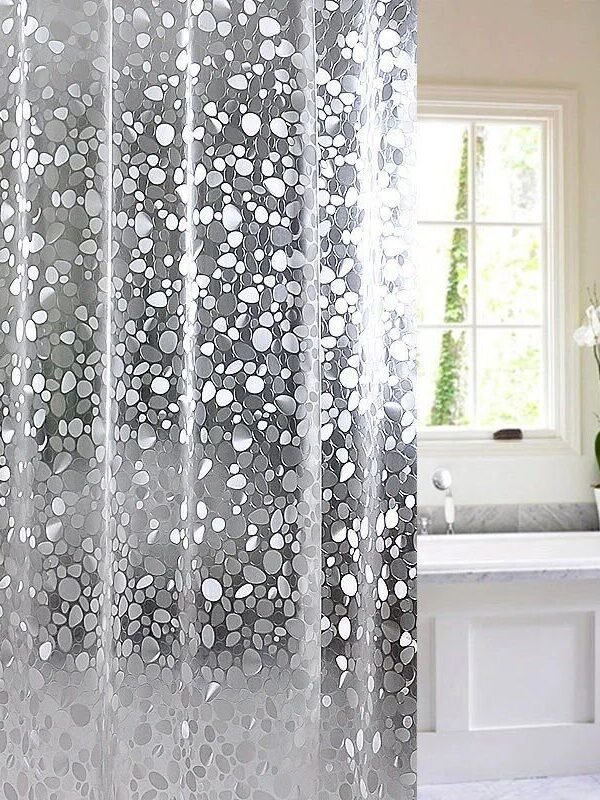 Modern Pebble Pattern Transparent Shower Curtain