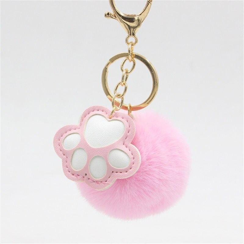 Cute Cat Paw Keychain: Cartoon Animal Pendant Charm for Bags & Car Accessories