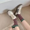 Harajuku Vintage Pink Striped Socks