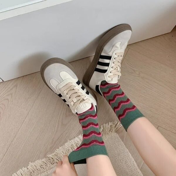 Harajuku Vintage Pink Striped Socks