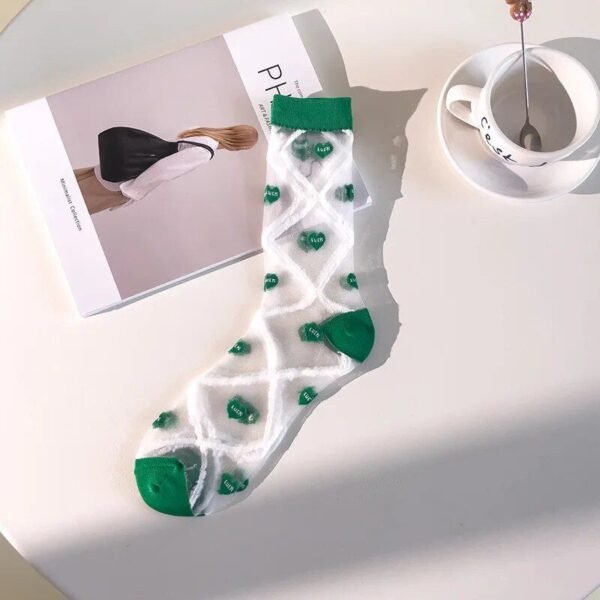 Summer Heart Pattern Mesh Socks for Women