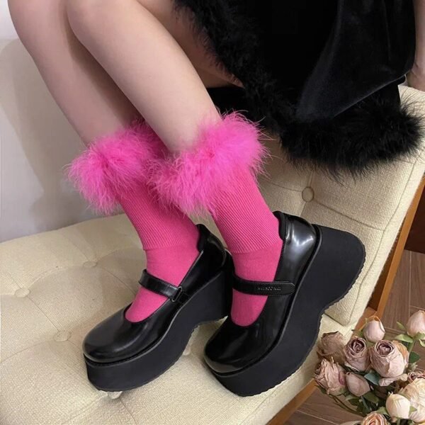Feather Fur Cotton Socks