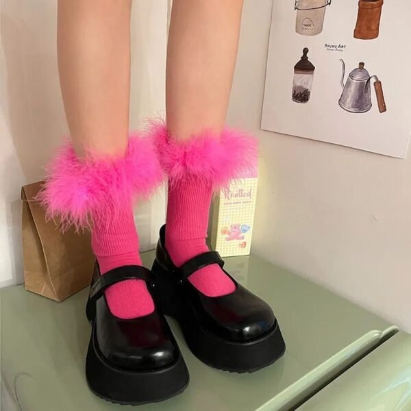Feather Fur Cotton Socks