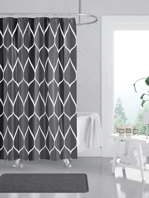 Modern Gradient Waterproof Shower Curtain with Metal Hooks