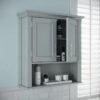 Elegant Gray 2-Door Bathroom Wall Cabinet with Open & Interior Shelves
