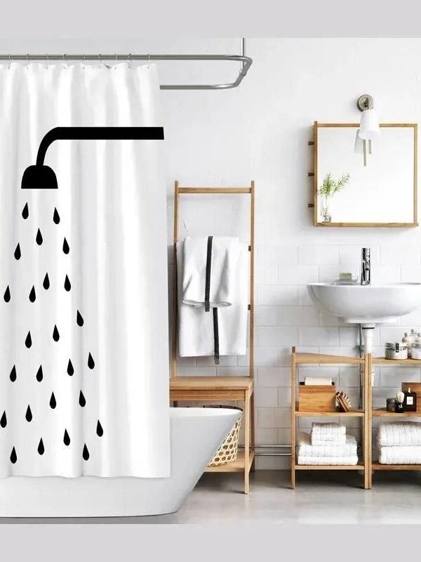 Modern Minimalist Waterproof Shower Curtain with Exclusive Artwork