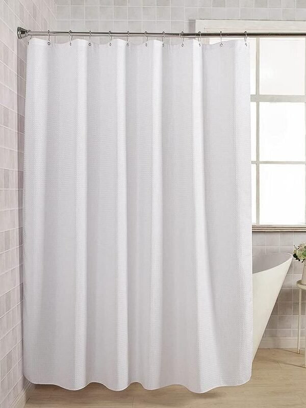 Luxurious Waffle Plaid Shower Curtain with Quick-Dry Waterproof Design