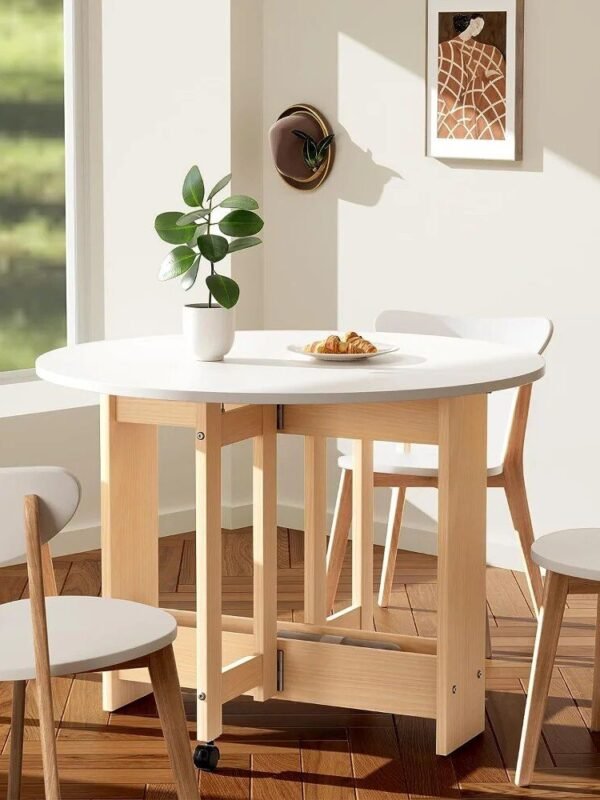 Space-Saving Convertible Drop-Leaf Dining Table with Storage and Wheels