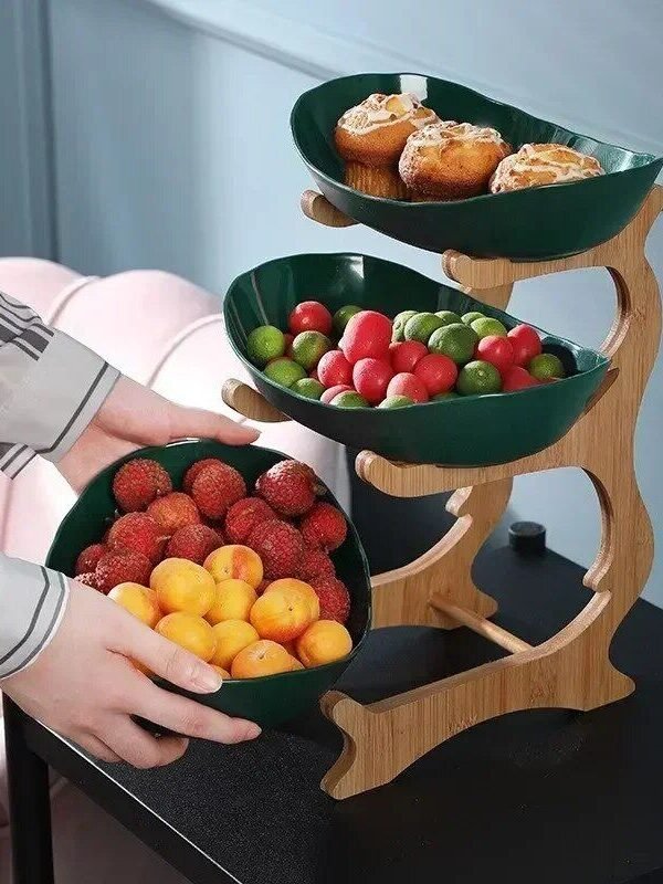 Multi-Layer Fruit and Snack Organizer: Elegant Oval Shaped Kitchen Stand