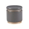 Elegant Gray Faux Leather Storage Ottoman Stool with Natural Pinewood Trim