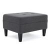 Elegant Dark Grey Fabric Tufted Ottoman