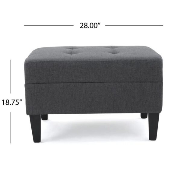 Elegant Dark Grey Fabric Tufted Ottoman