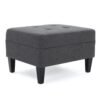 Elegant Dark Grey Fabric Tufted Ottoman