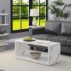 Elegant Faux White Marble Coffee Table with Shelf