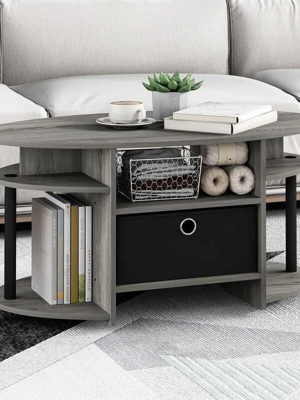 Modern Oval Coffee Table with Storage
