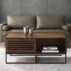 Dark Walnut Contemporary Storage Coffee Table with Slat Doors