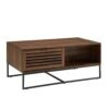 Dark Walnut Contemporary Storage Coffee Table with Slat Doors