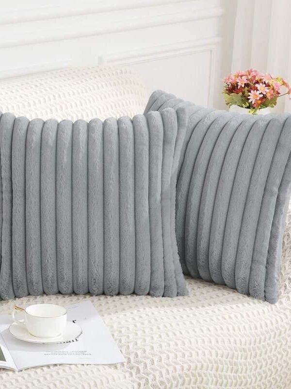 Luxury Striped Faux Fur Plush Cushion Cover