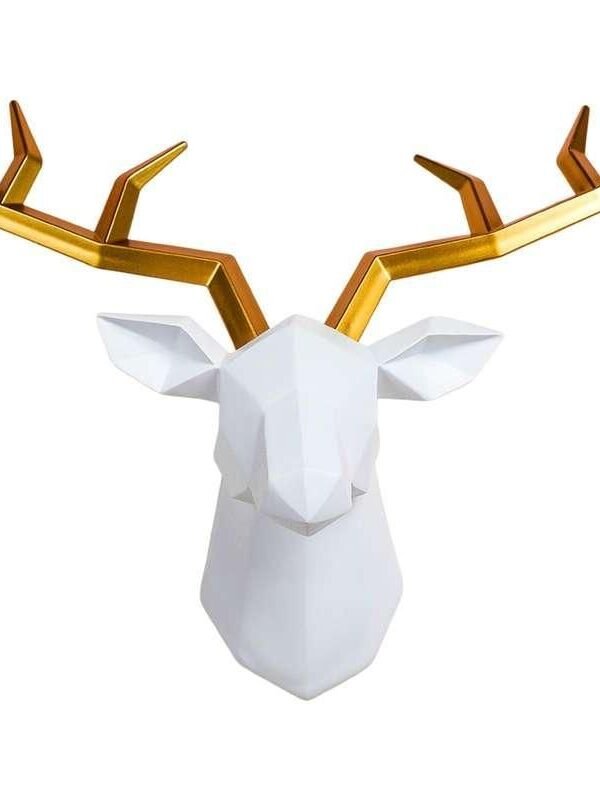 Modern 3D Resin Deer Head Wall Sculpture for Elegant Home Decor