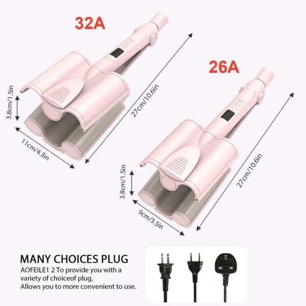Three-Barrel Ceramic Hair Curler with LCD and Automatic Features
