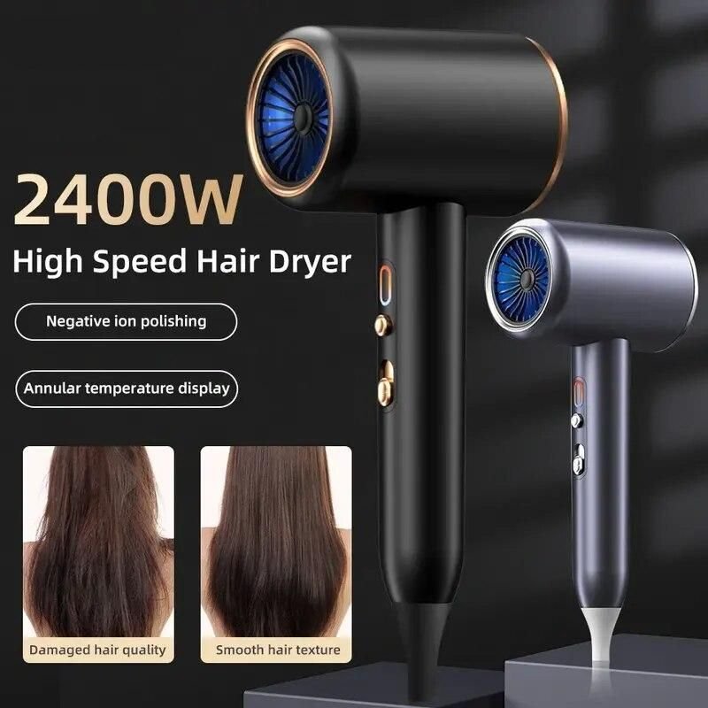 Professional Hair Dryer Hot Cold Wind Air Brush Hairdryer Negative Lonic Blow Dryer Strong PowerDryer Salon Tool 2400W 3th Gear