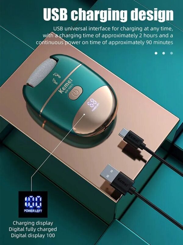 Rechargeable Electric Foot Callus Remover with 3 Grinding Rollers