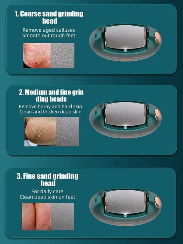 Rechargeable Electric Foot Callus Remover with 3 Grinding Rollers