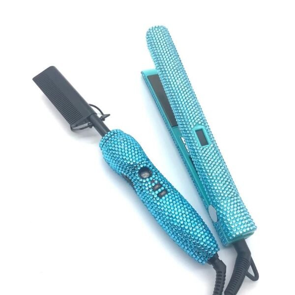 Rhinestone Decor Hair Straightener & Hot Comb Duo Set