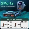 78W 5-in-1 Multi-Port Fast Car Charger with LED Voltage Display