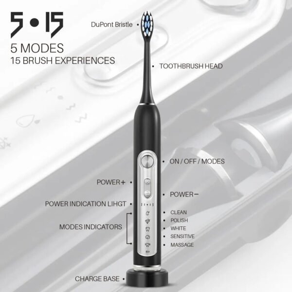 Advanced Sonic Electric Toothbrush with Smart Timer, IPX7 Waterproof and Multiple Modes