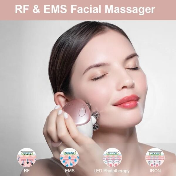 5-in-1 Rejuvenating Facial Massager with EMS & RF Technology and LED Therapy