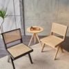 Modern Nordic Rattan Dining Chair with Handrails - Elegant Indoor Seating for Home & Office
