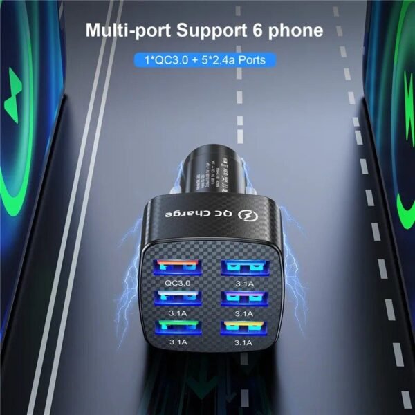 75W Multi-Port Car Charger with Quick Charge 3.0 for Modern Smartphones