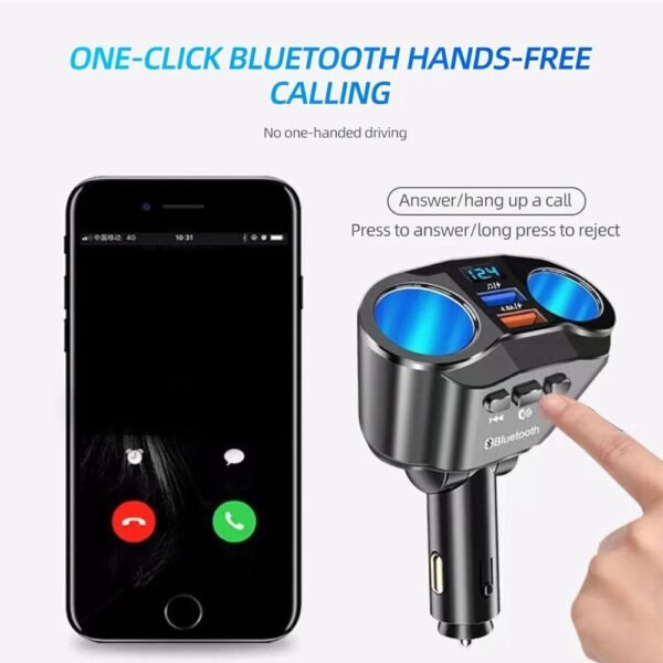 Dual USB Car Charger with LCD Display & Bluetooth FM Transmitter