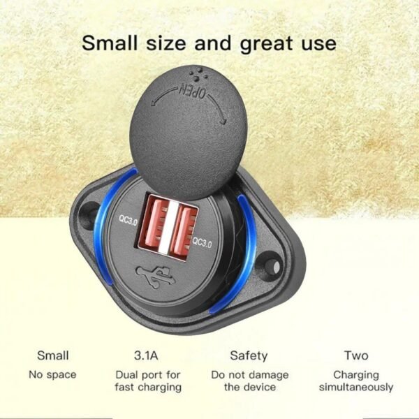 Dual USB 5V 3.1A Waterproof Car Charger Adapter with Slide Lid