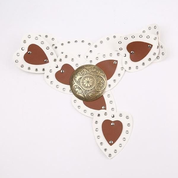 Heart-Shaped Hollow-Out PU Leather Belt for Women