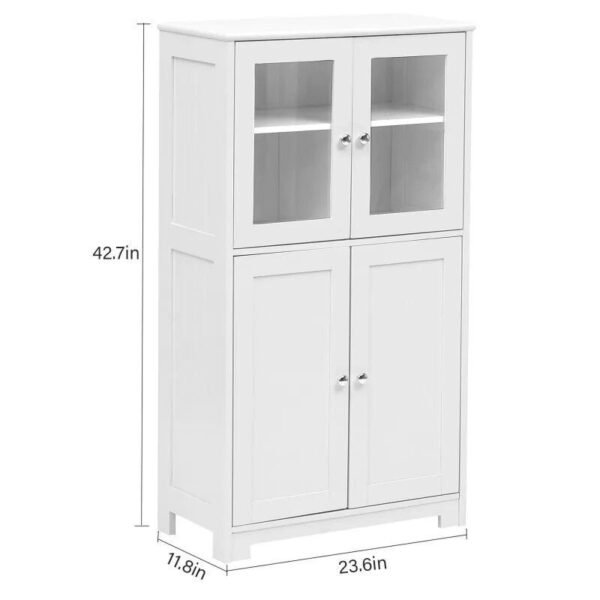 White Wooden Bathroom Floor Storage Cabinet