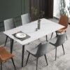 Modern Sintered Stone Dining Table with Metal Legs
