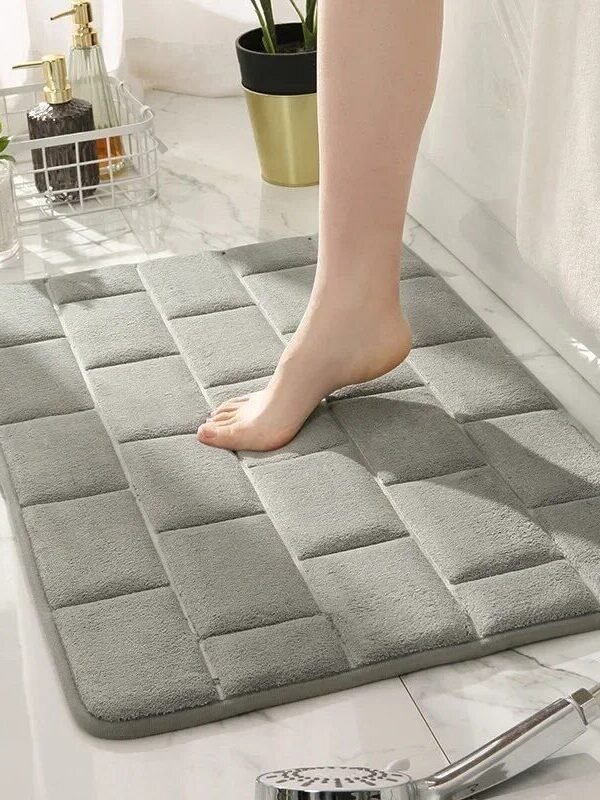 Luxurious Coral Fleece Memory Foam Bath Mat - Non-Slip, Super Absorbent Bathroom Rug