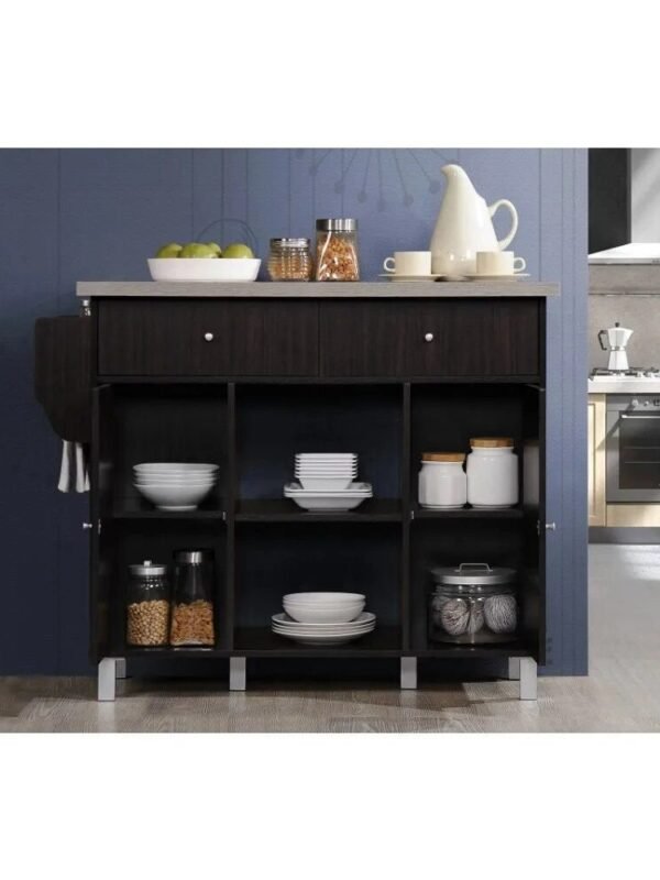 Multi-Purpose Kitchen Island with Spice Rack and Towel Holder